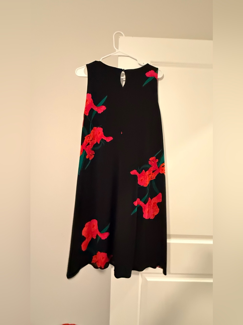 Black Midi Dress with Red Floral Print - Picture 8 of 8